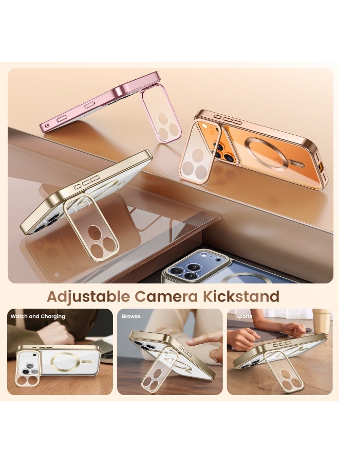 GolbinBox Magnetic for iPhone 17 Pro Case with Stand, [Compatible with MagSafe], Camera Control Capture Button, 17FT Military-Grade Protection, Shockproof Slim Phone Case 6.3"(Gold/Clear) - Image 3